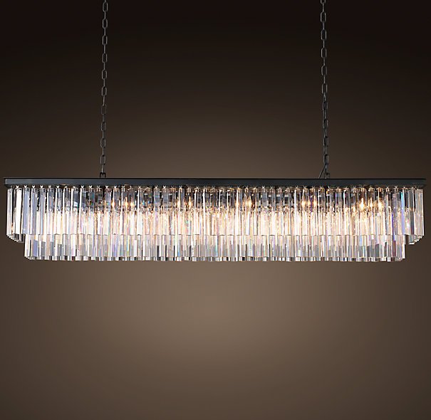 Люстра  RH 1920s Odeon Clear Glass Fringe Grey iron 150