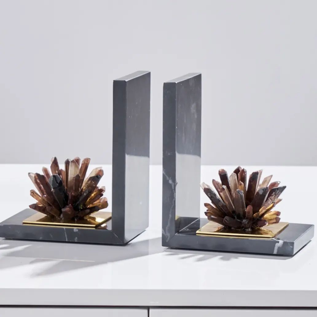 Держатели для книг Дымчатый кварц и мрамор