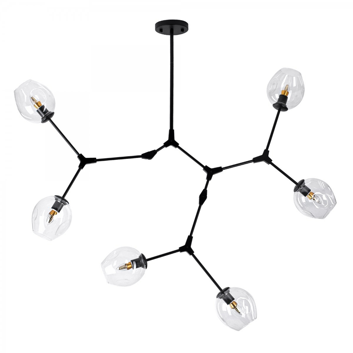 Люстра Сrumpled Glass Bubble Chandelier Black 6 плафонов