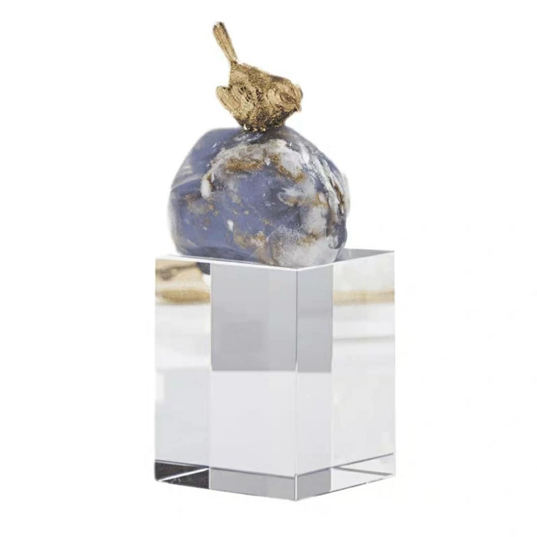 Статуэтка Птички на голубом агате поставка стекло