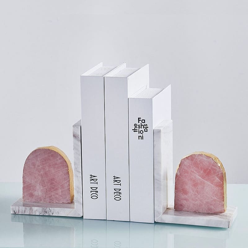 Держатели книг Ломтики розового кварца на подставке