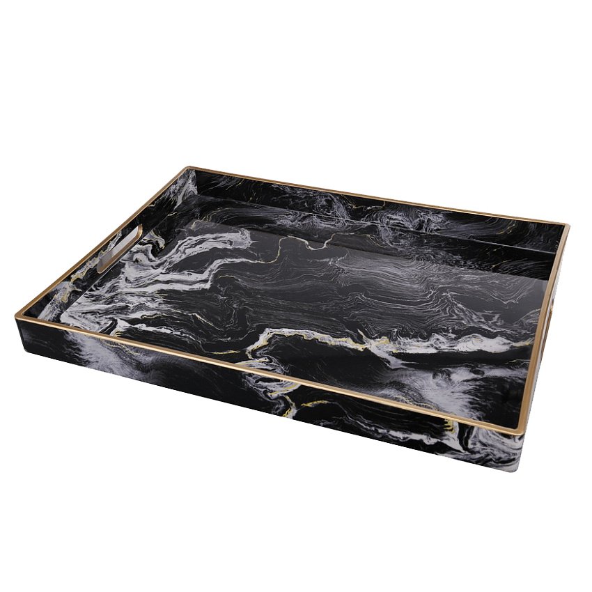Поднос Gold Stripes Black Marble