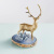 Статуэтка Благородный олень с кристаллами кианита на срезе агата