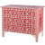Комод красный орнамент кость BONE CHEST OF 3 DRAWER Комод красный орнамент кость BONE CHEST OF 3 DRAWER